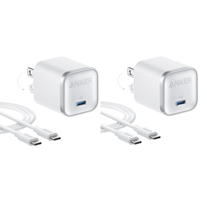 Anker Nano Charger (45W) with USB-C to USB-C Cable 2-Pack